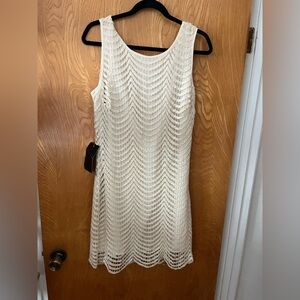 Bebe Cream Sleeveless Midi Dress